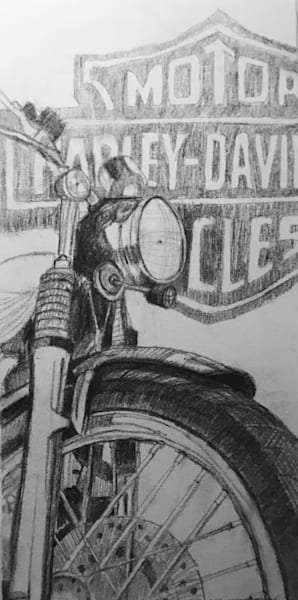 Harley Graphite Drawing Art | Debra Stubbe Burkart Artist