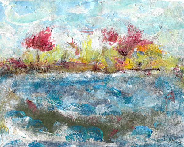 Riverbank Reflections: Abstract Landscape Art Offering a Unique Water View