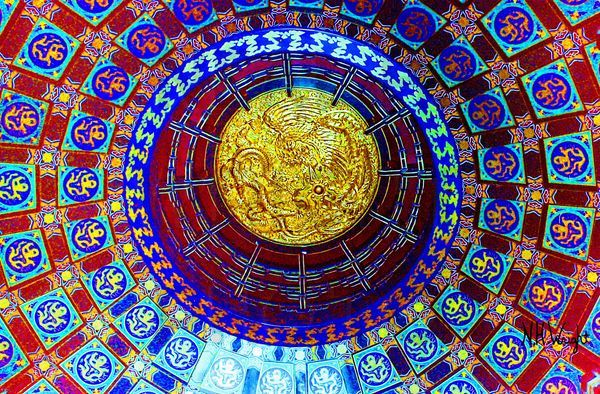 "Looking up finding a mystical mystery ceiling"