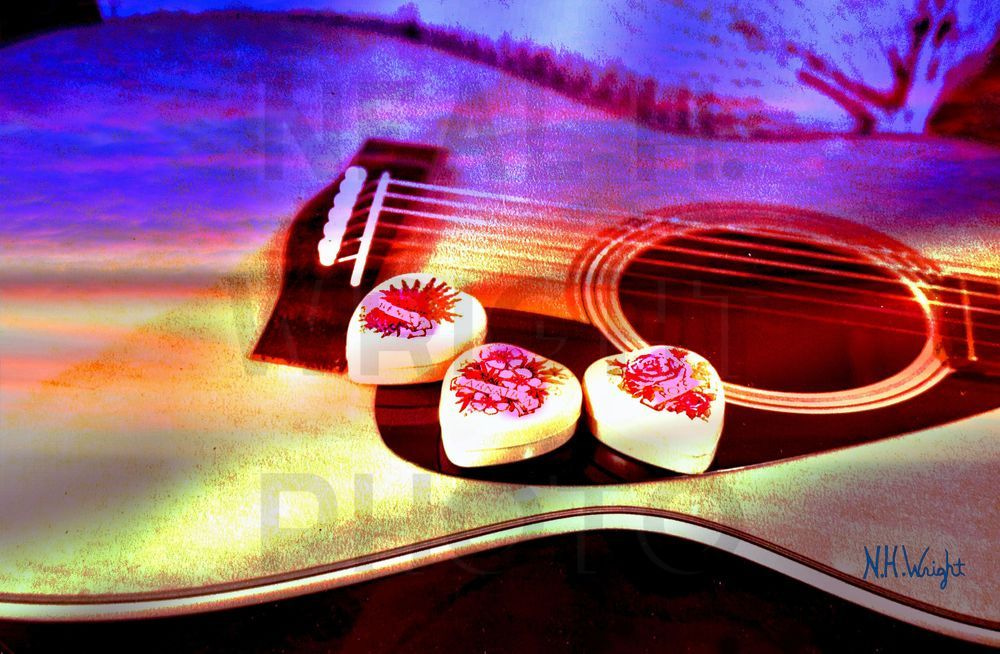 B23 S Large 3hearts Of Sunset Guitar Art | NAS Ventures dba as Neal Wright Photography