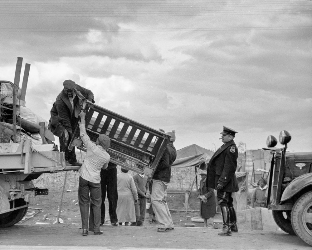 Police Move Evicted Sharecroppers From Roadside. New Madrid County, Mo ...