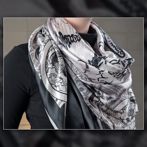 Tufted Twilight Luxury Silk Art Scarf | Flagship of the Sketch Line Capsule