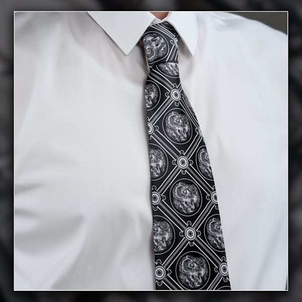 Tufted Twilight Horned Owl Art Tie | Allison Richter Sketch Line