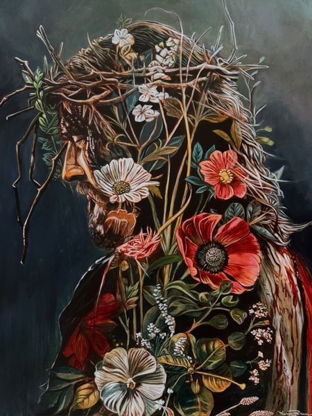 The Reward | Jesus Floral Christian Art Print by Aeron Brown