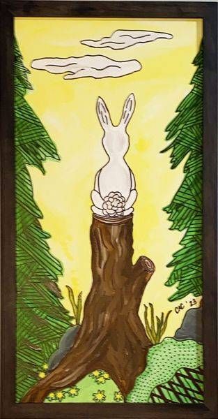 Shy Rabbit Lookout Art | Covey Artistic Creations