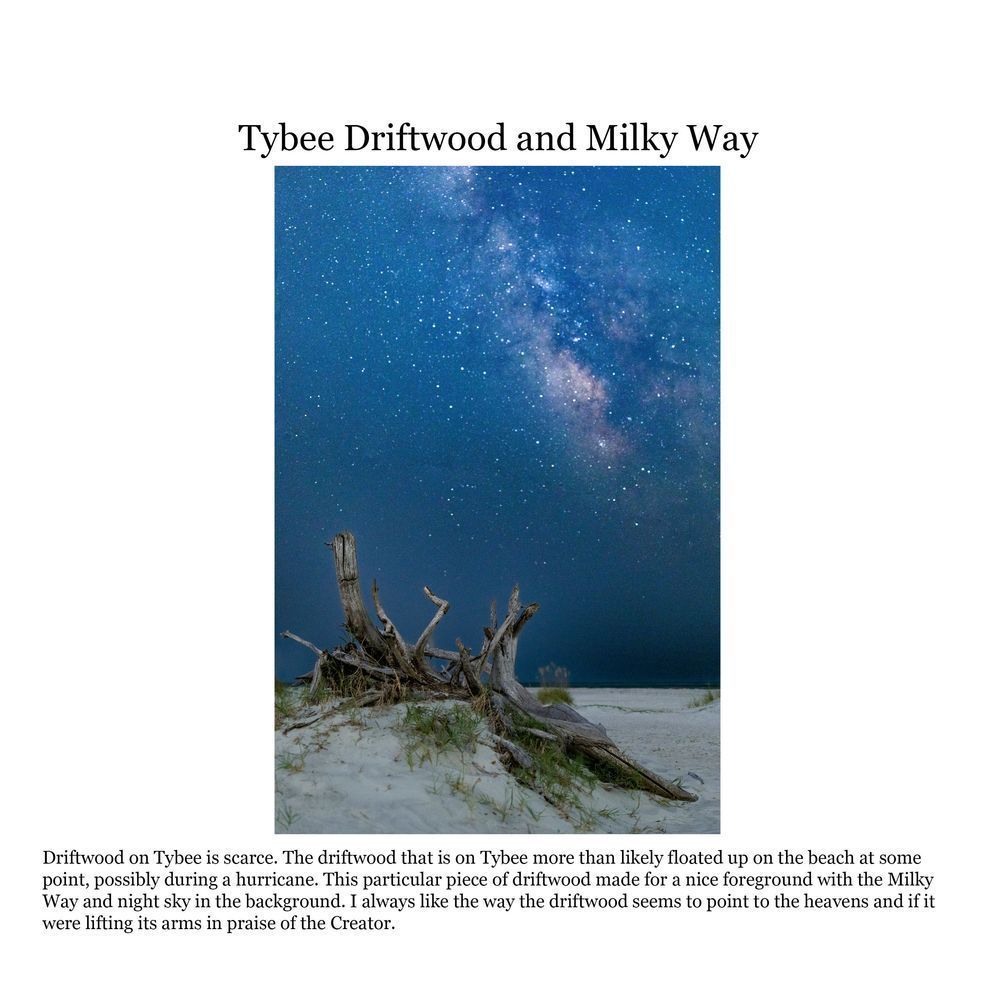 Tybee Driftwood And Milky Way   Calendar Photography Art | Coastal Georgia Fine Art Prints