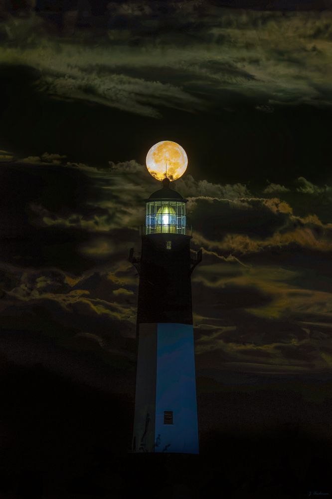 Tybee Light with Super Blue Full Moon