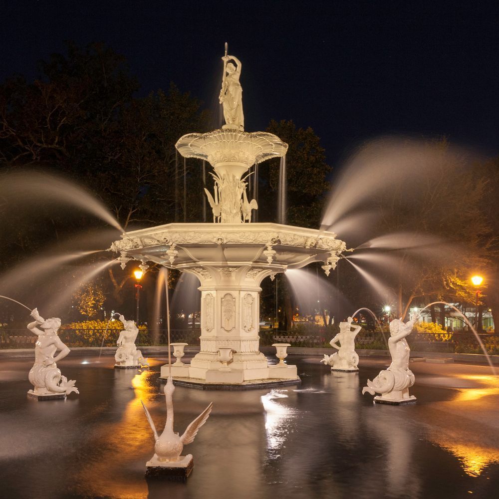 Forsyth Fountain at Night - Left