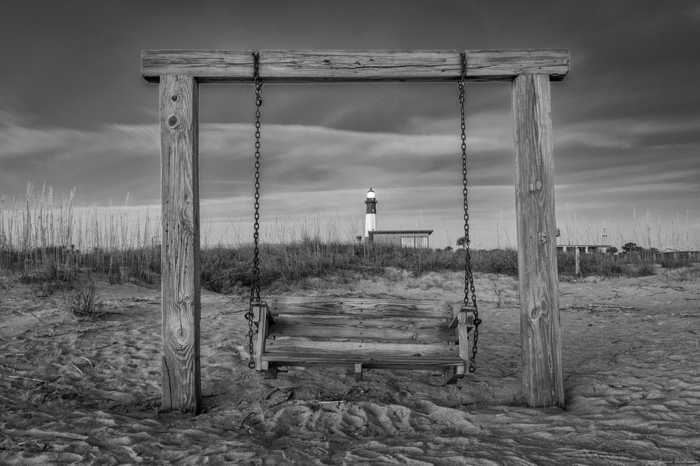 Tybee Lighthouse Swing Frame B&W