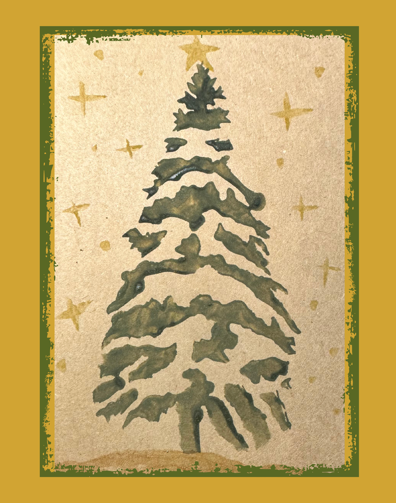 Xmas Tree Gold Border Art | Hill Yeah! Eco Art Studio
