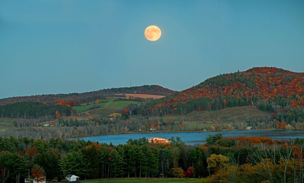 Blue Moon Oct 23 Over Otsego Lake Ny Town Of Springfield Photography Art | Alan Lincourt Photography Dot Com