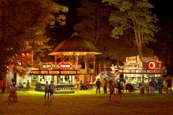Antique Bandstand Rural Village Night Carnival Upstate NY