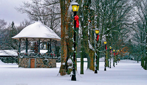 Antique Band Stand Spring Park Richfield Spa. NY 1st snow