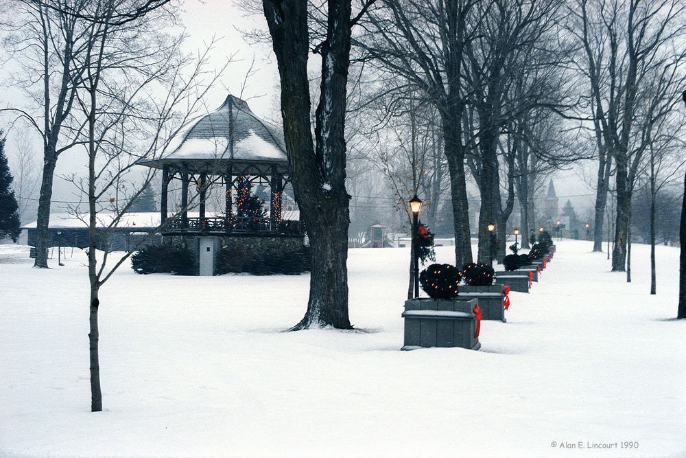 Antique Band Stand Spring Park Wintry Precipitation At Dusk Rural Upstate Ny Photography Art | Alan Lincourt Photography Dot Com