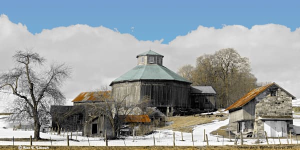 Octagon Barn with Out Buildings Richfield Springs NY Early Spring