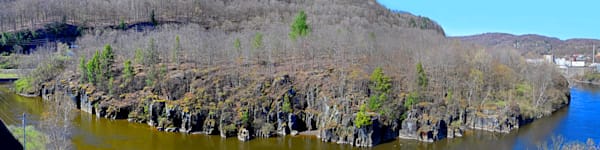 Moss Island Spring Little Falls Mohawk River NY April 2024 48x12 Panorama Landscape