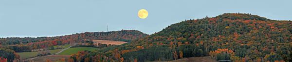 Super Hunters Moon Over Otsego Lake Town of Springfield Rural NY Panorama Landscape