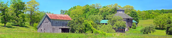 Sunny Day Salt Box and Octagon Barns Panorama Richfield Springs Candarago Lake NY May 31 2024-2