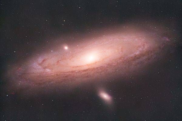 Andromeda Galaxy (M31) — RGB + Hydrogen‑alpha Composite