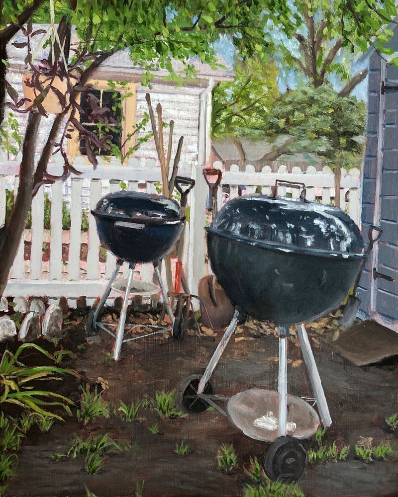 Two Grill Painting I Barbecue grill painting by Brian DePauli I Photorealistic art