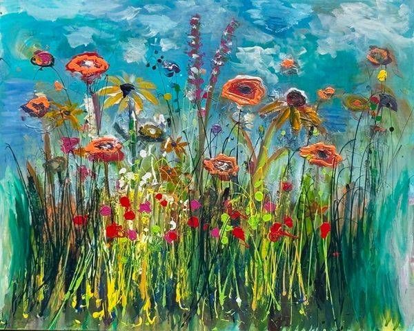 Giant Flower Garden 60" By 48" | Paintings By Jim Tucker