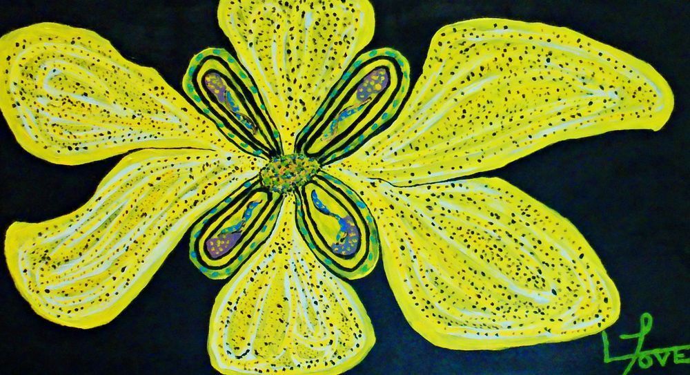 Bouquet – Yellow Flower Painting on Black Canvas for Modern Decor