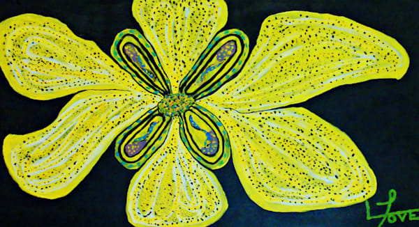 Bouquet – Yellow Flower Painting on Black Canvas for Modern Decor