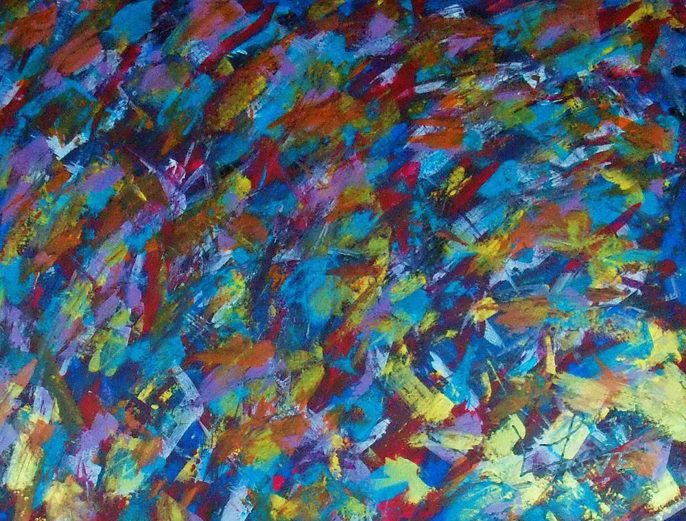 Cloudy Rainbow – Soft Abstract Wall Art with Gold Accents