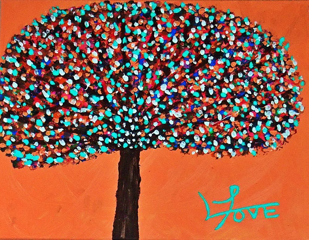 Autumn Aglow – Fall Tree Art for Home Decor with Polka Dots