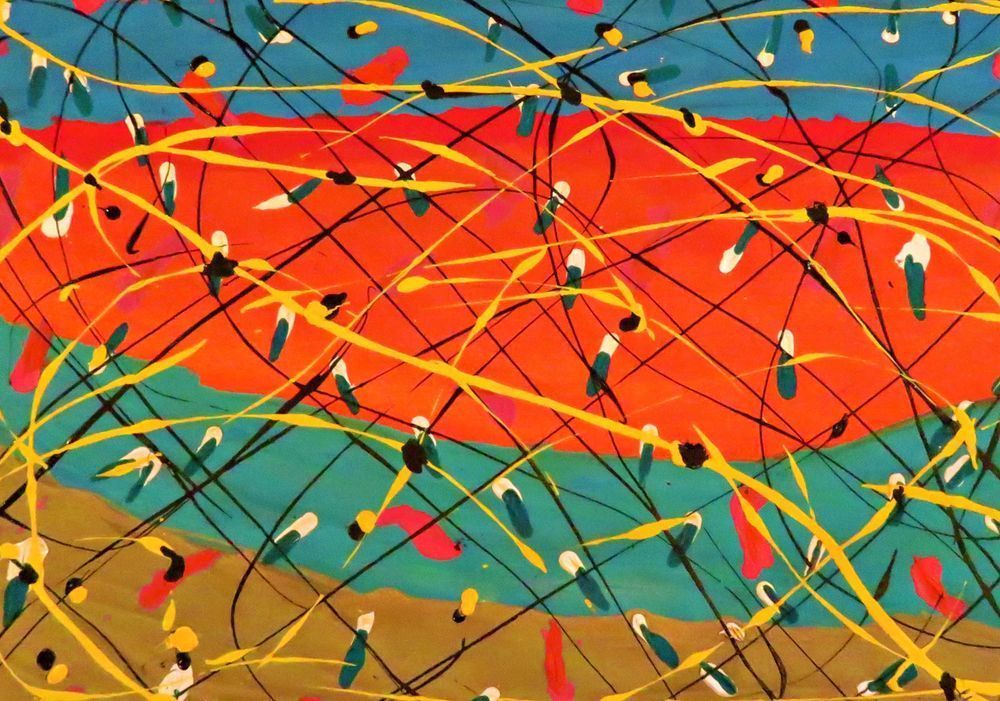 Lightning Bugs – Whimsical Abstract Wall Art with Teal & Orange