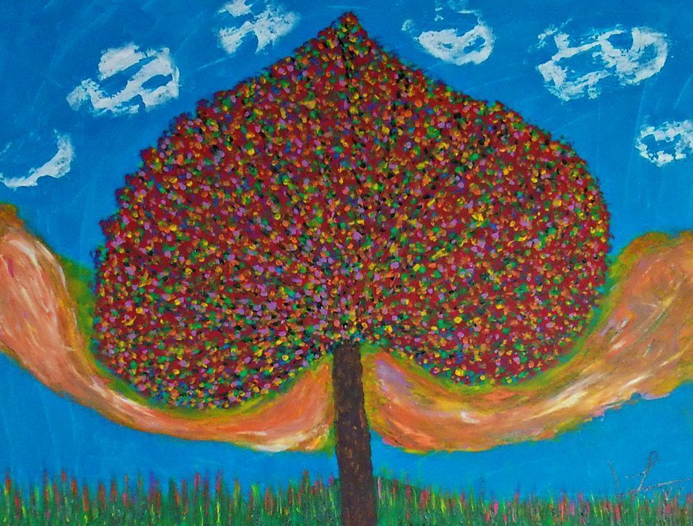 Start of the Orchard – Spring Tree Painting with Breezy Sky