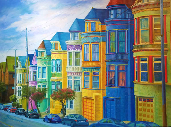 Colorful Victorians In San Fran Art | Bill Sarnowski Fine Art