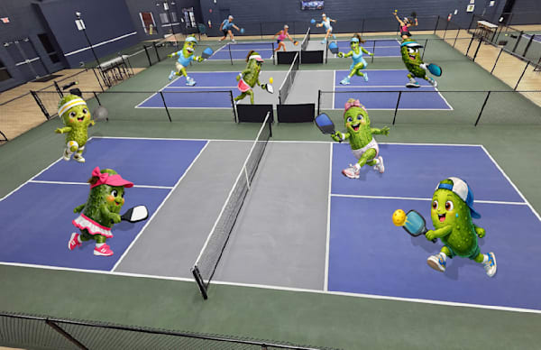Pickles Playing Pickleball Art | Viewfinder Arts LLC