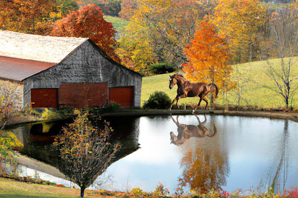Barn With Horse Reflection Art | Viewfinder Arts LLC
