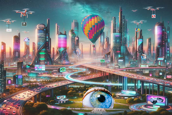 Futuristic City With Eyes Art | Viewfinder Arts LLC