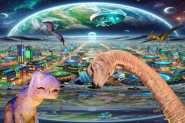 Moon City Dinosaurs Art | Viewfinder Arts LLC