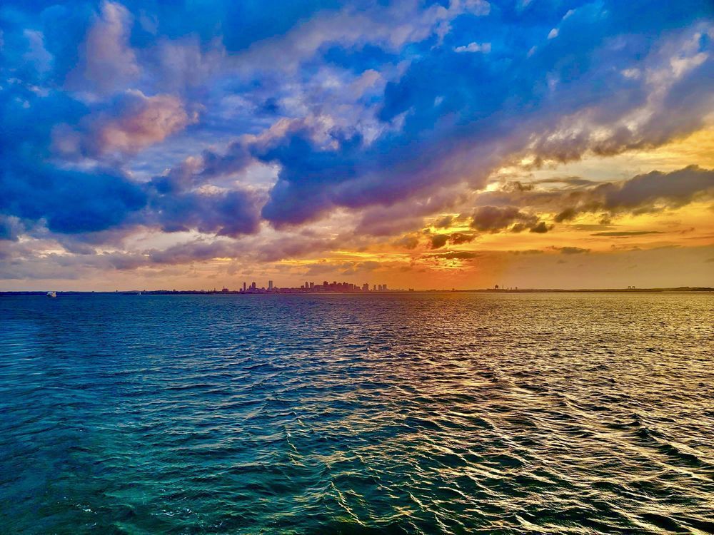 Boston Skyline   Radiant Sunset Spectrum Photography Art | Artistic Insights Aerial Photography