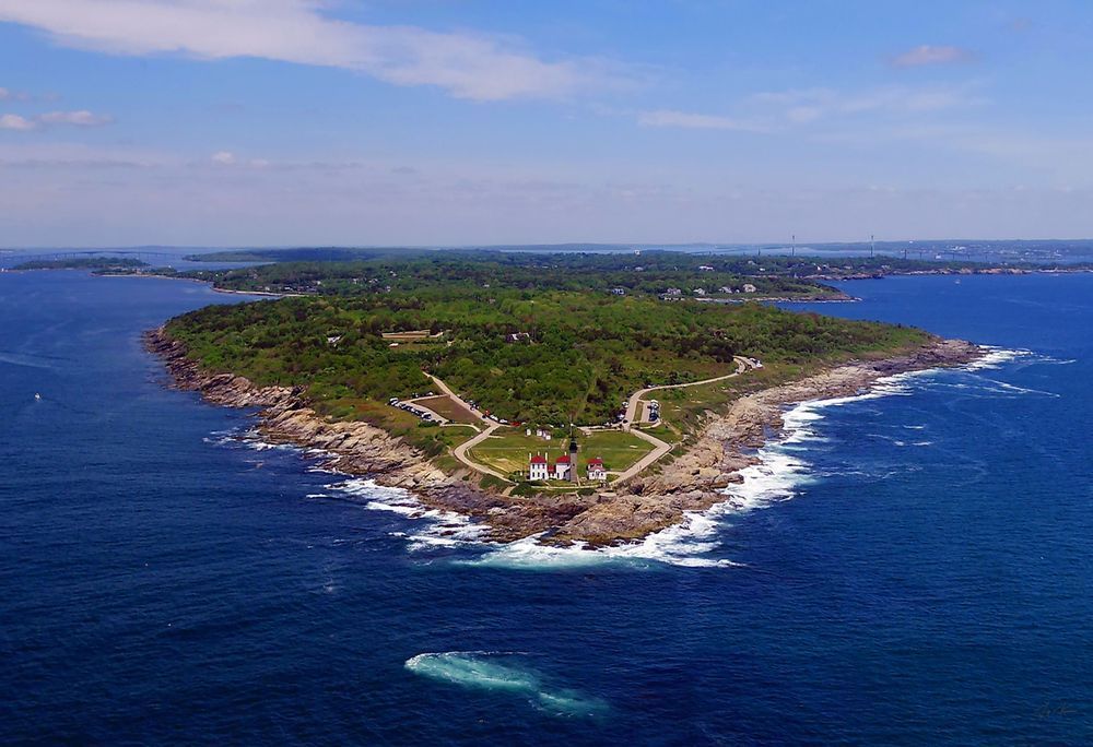 Newport Light House Tote Bags Photography Art | Artistic Insights Aerial Photography