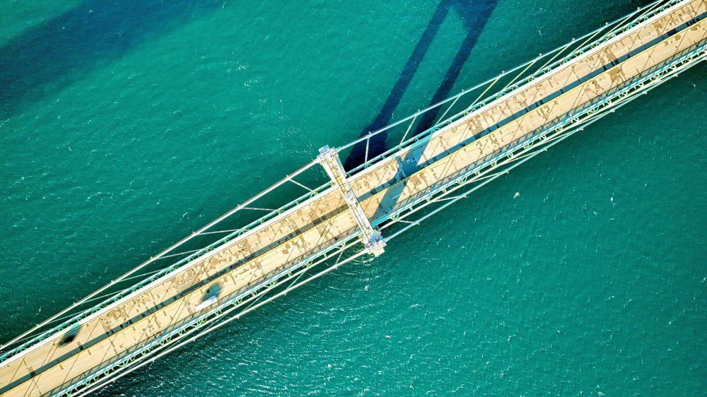 Overlooking Jamestown   Bridge And Bay Perspectives Photography Art | Artistic Insights Aerial Photography
