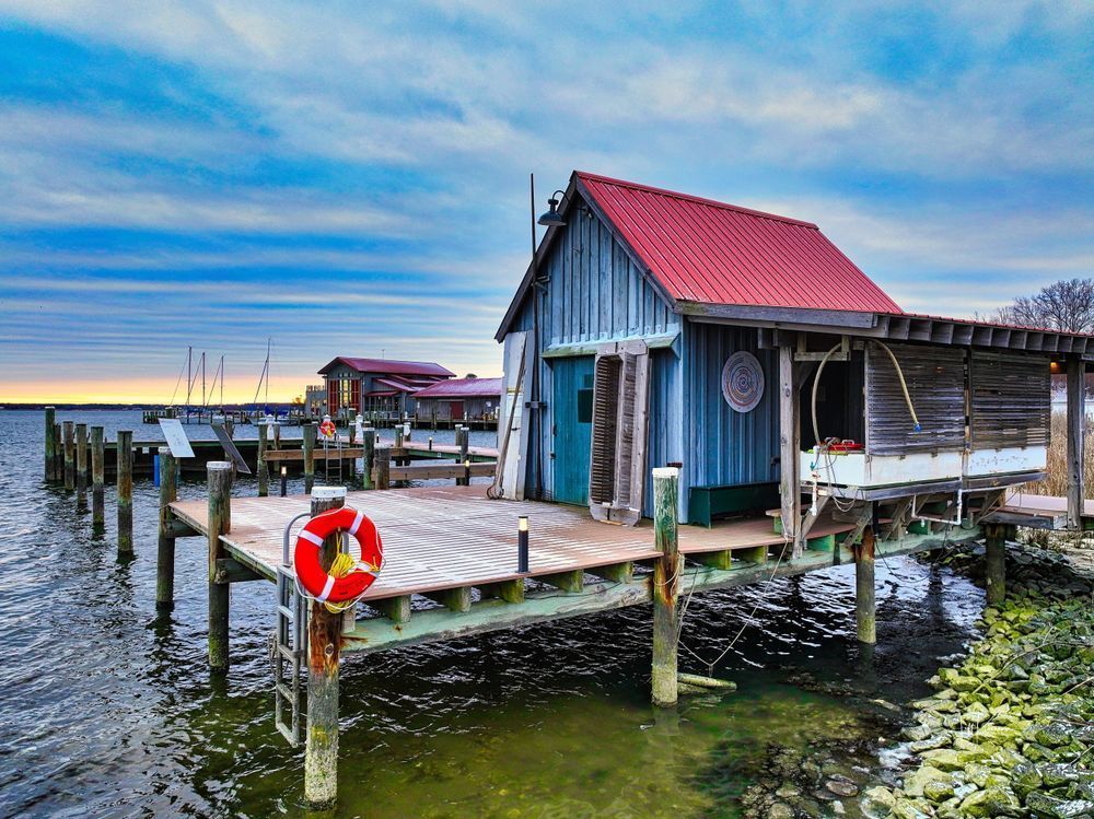 Sunrise At St. Michaels Waterfront Photography Art | Artistic Insights Aerial Photography