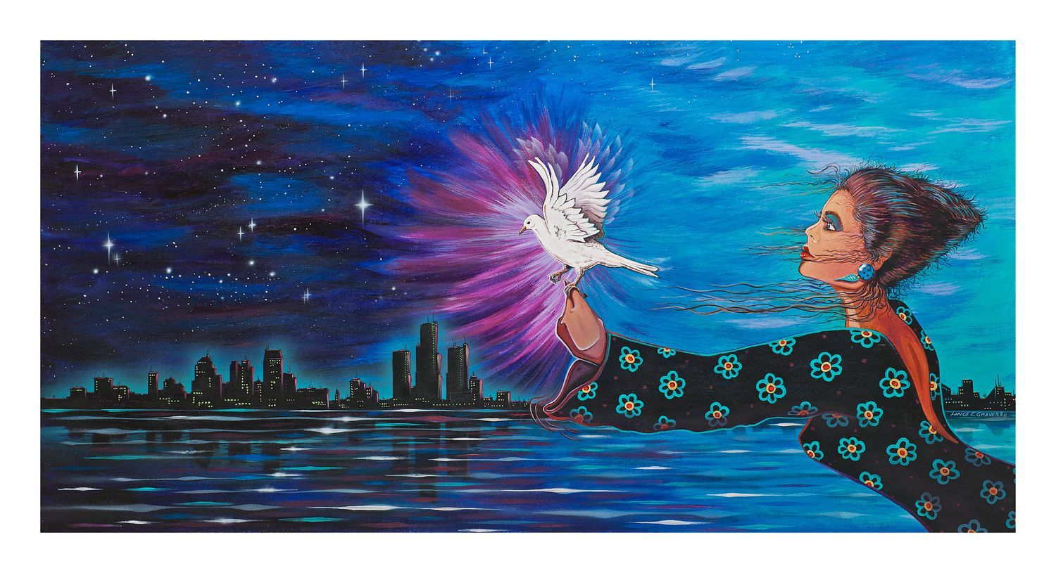 Paintings & Illustrations wings over detroit 24x14 300r wh border