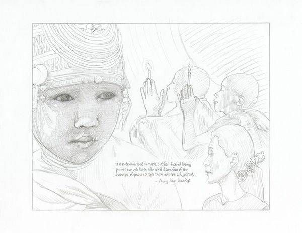 Sketch1 Ct Aung San Suu Kyi 8.675x6.875 On 11x8.5 Art | Gango Custom Printing
