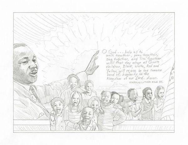 Sketch2 Ct Martin Luther King Jr 9.365x7 On 11x8.5 Art | Gango Custom Printing