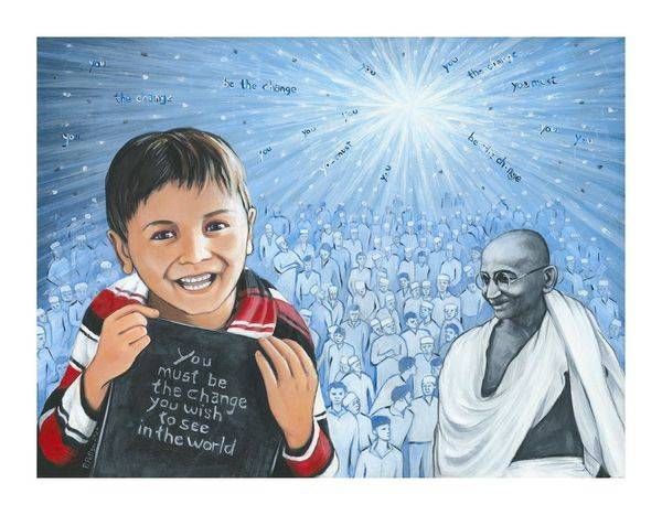 Pntg Mahatma Gandhi 10x7.5 On 11x8.5 Art | Gango Custom Printing