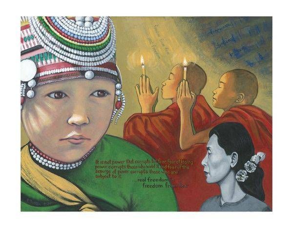 Pntg Aung San Suu Kyi 10x7.5 On 11x8.5 Art | Gango Custom Printing