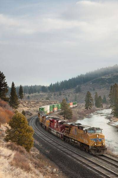 Train along the Truckee River