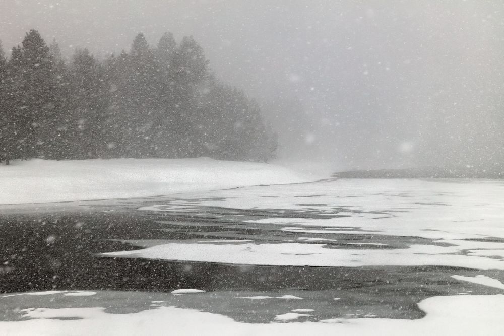 Snowy Donner Lake 13 — snow and ice on the surface of Donner Lake in Truckee, California. Large format metal prints bring out a luminosity in abstract images that’s hard to achieve any other way.