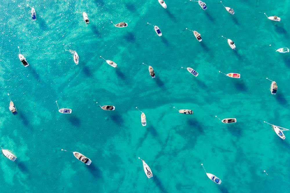 Boats in Lake Tahoe Aerial 2