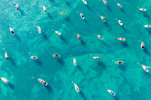 Boats in Lake Tahoe Aerial 2