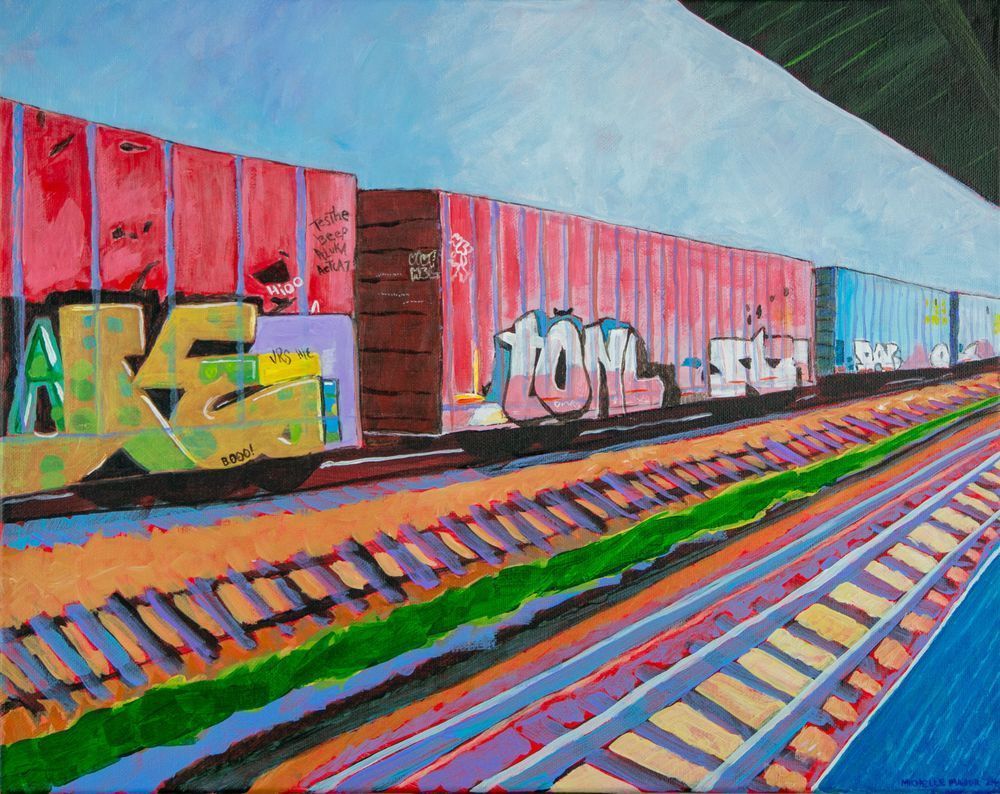Freight Cars At Austin Green Line Art | Michelle Major Art